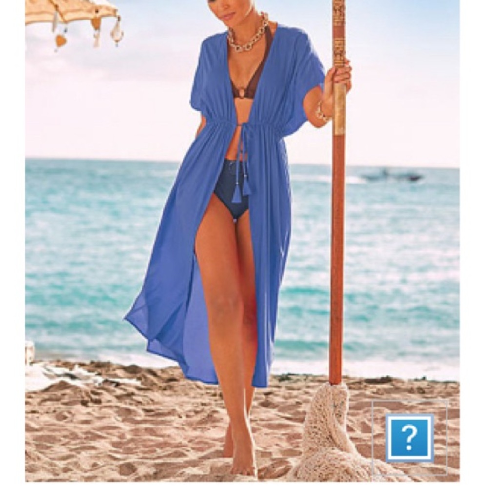 Open front maxi cover up dress